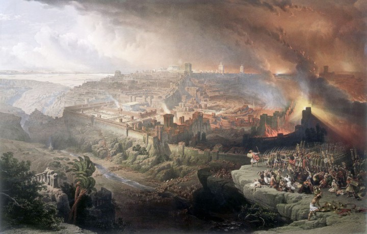 Destruction of Jerusalem 70 AD as conceived by David Roberts 1850 Image public domain